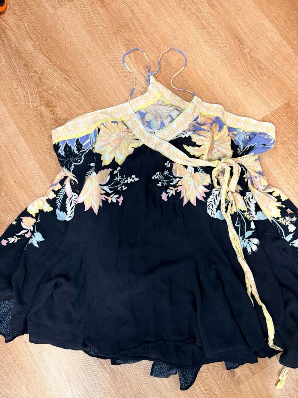 Free People Floral Halter Neck Tie-Detail Dress